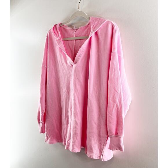Old Navy Oversized French Terry Hooded Sweatshirt Neon Pink Small - Picture 5 of 8